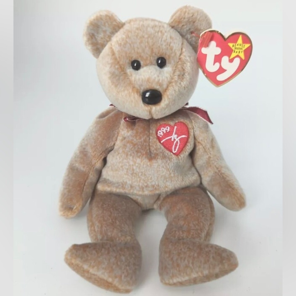1999 Signature Bear, TY Beanie Babies, Embroidered Signature, Vintage, Y2K